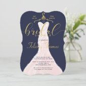 Weddenschap met de marine Gold Bridal Shower Kaart (Staand voorkant)