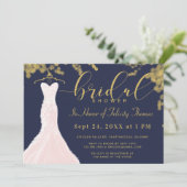 Weddenschap met de marine Gold Bridal Shower Kaart (Staand voorkant)