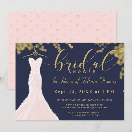 Weddenschap met de marine Gold Bridal Shower Kaart (Voorkant / Achterkant)