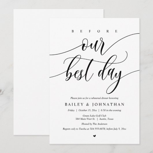 Weddenschap met een diner, voor onze beste dag kaart (Voorkant / Achterkant)