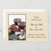 Weddenschap met een wijnbril en rode wijn kaart (Voorkant / Achterkant)