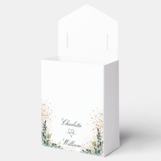 Weddenschap met eucalyptus glitter bedankt bedankdoosjes (Geopend)