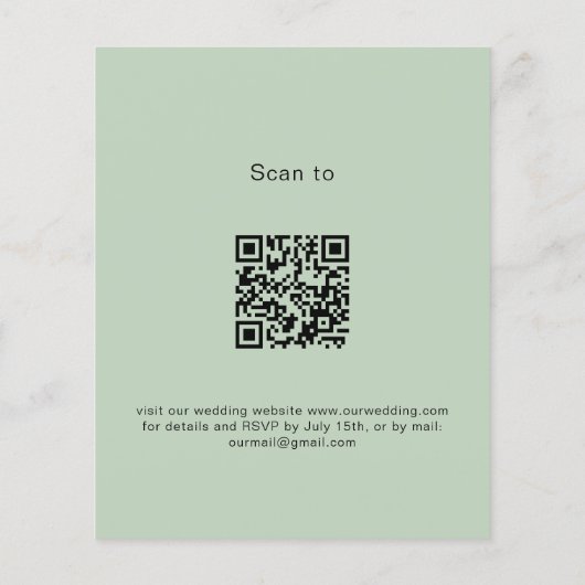 Weddenschap met eucalyptus QR code RSVP budget uit (Achterkant)