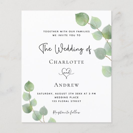 Weddenschap met eucalyptus QR code RSVP budget uit (Voorkant)