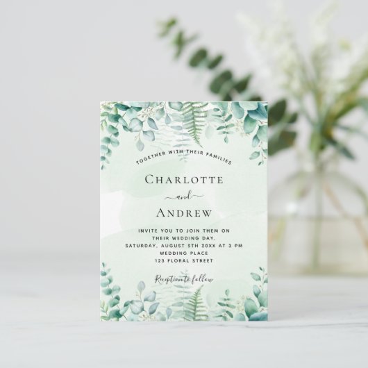 Weddenschap met eucalyptus-vlooienbos briefkaart (Staand voorkant)