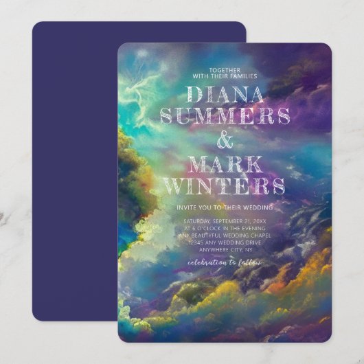 Weddenschap met fantastische paarse wolken kaart (Voorkant / Achterkant)