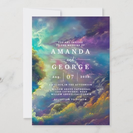 Weddenschap met fantastische paarse wolken kaart (Voorkant)