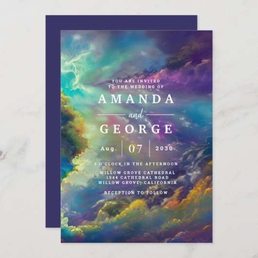 Weddenschap met fantastische paarse wolken kaart (Voorkant / Achterkant)