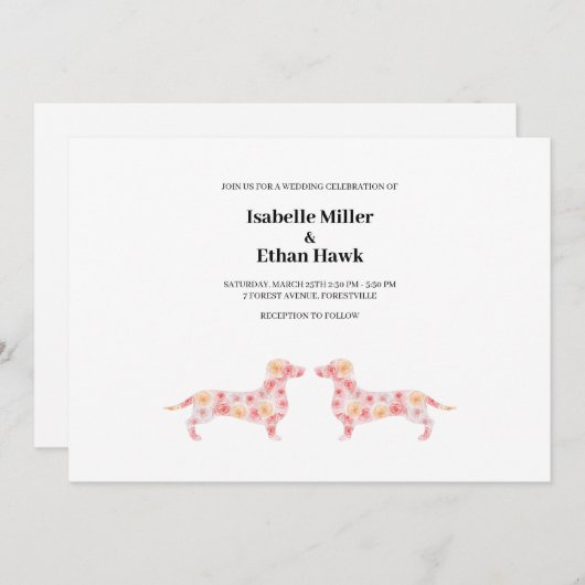 Weddenschap met Floral Dachshund Dog Kaart (Voorkant / Achterkant)