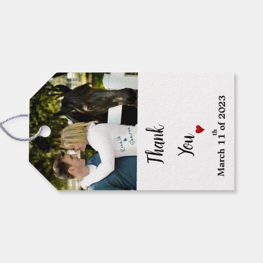 Weddenschap met foto cadeaulabel (Achterkant Horizontaal)