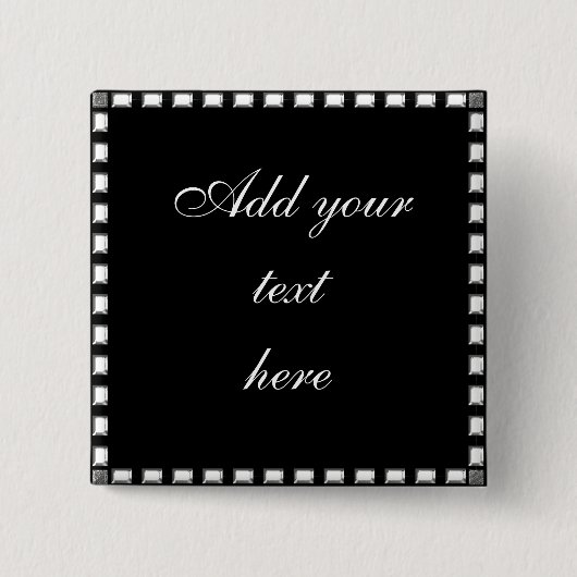 Weddenschap met gedrukte kristallijne rand vierkante button 5,1 cm (Voorkant)