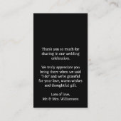 Weddenschap met handgeschreven budget bedankt notitiekaartje (Achterkant)