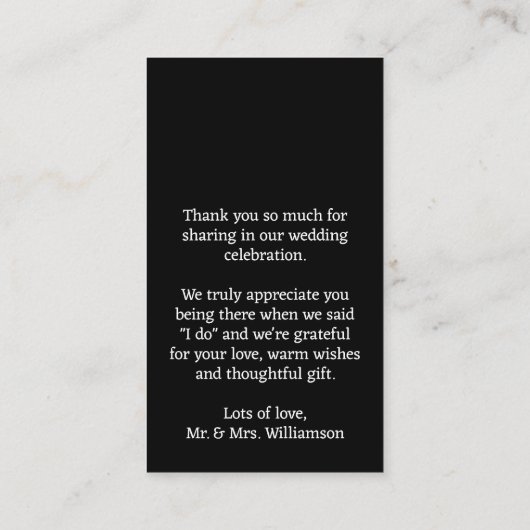 Weddenschap met handgeschreven budget bedankt notitiekaartje (Achterkant)