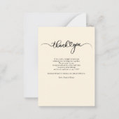 Weddenschap met handgeschreven budget bedankt notitiekaartje (Achterkant)