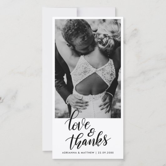 Weddenschap met handgeschreven liefde en Bedankt | (Voorkant)