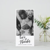 Weddenschap met handgeschreven liefde en Bedankt | (Staand voorkant)