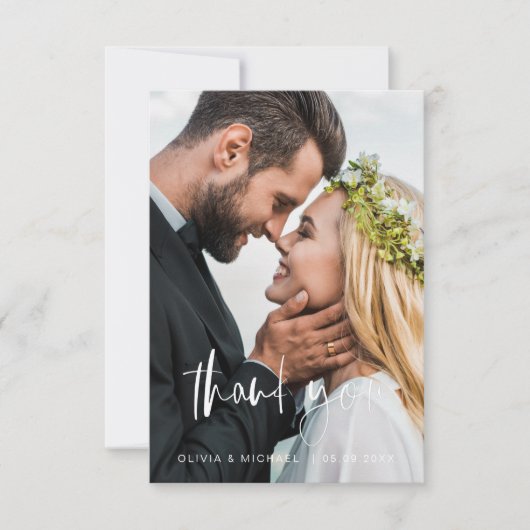 Weddenschap met handschrift Hartelijk dank: foto m Bedankkaart (Voorkant)