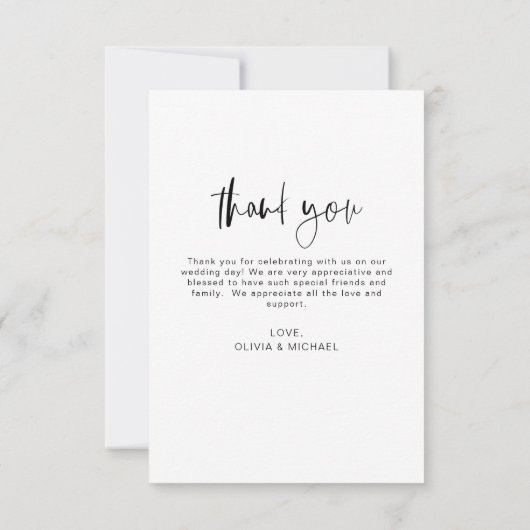 Weddenschap met handschrift Hartelijk dank: foto m Bedankkaart (Achterkant)