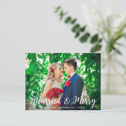 Weddenschap met huwelijk en feestelijke foto's briefkaart (Staand voorkant)