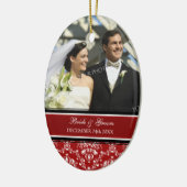 Weddenschap met kerstornament Red Damask Keramisch Ornament (Links)