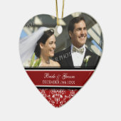 Weddenschap met kerstornament Red Damask Keramisch Ornament (Links)