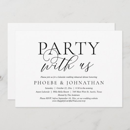 Weddenschap met ons uitgenodigd kaart (Voorkant / Achterkant)