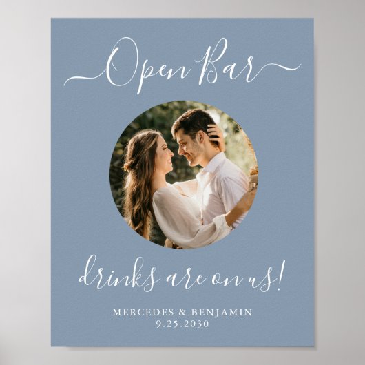 Weddenschap met open balk - Aangepaste blauwe foto Poster (Voorkant)