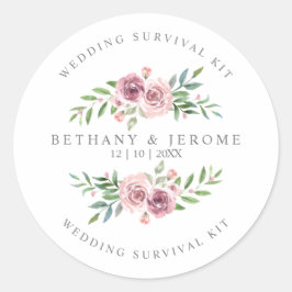 Weddenschap met overlevingskit Citaat op roze Flor Ronde Sticker