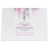 Weddenschap met paarse roze bloemen bedankt groot cadeauzakje (Voorkant)