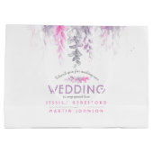 Weddenschap met paarse roze bloemen bedankt groot cadeauzakje (Achterkant)