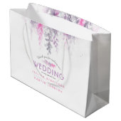 Weddenschap met paarse roze bloemen bedankt groot cadeauzakje (Achterkant Gekanteld)