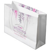 Weddenschap met paarse roze bloemen bedankt groot cadeauzakje (Voorkant Gekanteld)