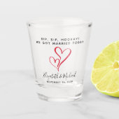 Weddenschap met Sip Sip Hooray Red Hearts Shot Glas (Voorkant)