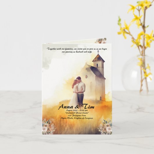 Weddenschap met stijl en elegantie kaart (Gele Bloem)