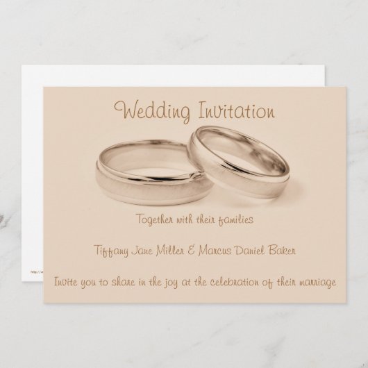 Weddenschap met trouwringen kaart (Voorkant / Achterkant)
