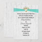 Weddenschap met Turquoise Ribbon op hout Kaart (Voorkant / Achterkant)