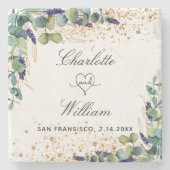 Weddenschap met uitzondering van de datum eucalypt stenen onderzetter (Voorkant)