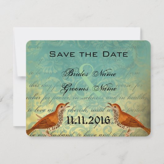 weddenschap met vogels sparen de datum save the date (Voorkant)