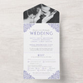 Weddenschap met witte bladeren Fotomaaltijd RSVP All In One Uitnodiging (Binnen)