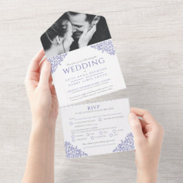 Weddenschap met witte bladeren Fotomaaltijd RSVP All In One Uitnodiging