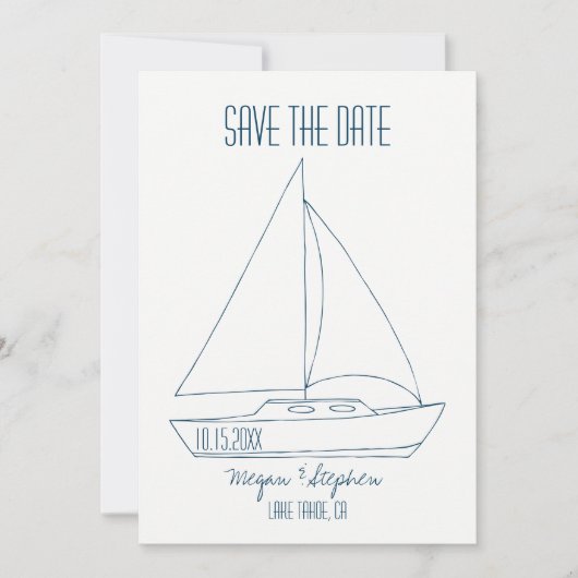 Weddenschap met zeilboot - Bewaar de datum Save The Date (Voorkant)