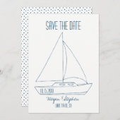 Weddenschap met zeilboot - Bewaar de datum Save The Date (Voorkant / Achterkant)