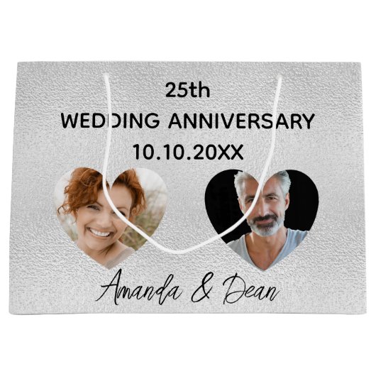 Weddenschap met zilveren foto's groot cadeauzakje (Voorkant)