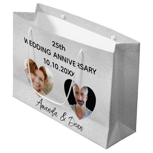 Weddenschap met zilveren foto's groot cadeauzakje (Voorkant Gekanteld)