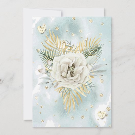 Weddenschap Mint Blauwgroen goudmarmer Roos Floral Kaart (Achterkant)