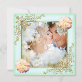 Weddenschap Mint Coral Champagne Gold Pearl Kaart (Achterkant)