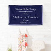 Weddenschap Modern  Aangepaste Zeemacht Blauw Welk Spandoek (Insitu)