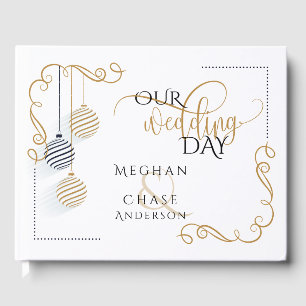 Weddenschap   Modern Black en Gold Baubles Gastenboek