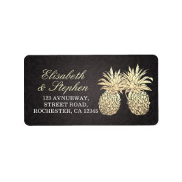 Weddenschap Modern Black Gold Pineapple Couple Etiket