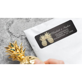 Weddenschap Modern Black Gold Pineapple Couple Etiket